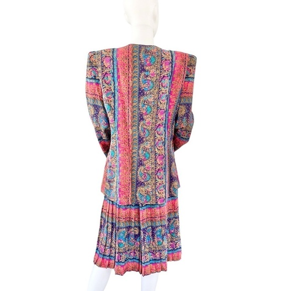Lady Carol Petites Vintage Paisley Shoulder Pad Skirt Suit Set 14 - Picture 3 of 16
